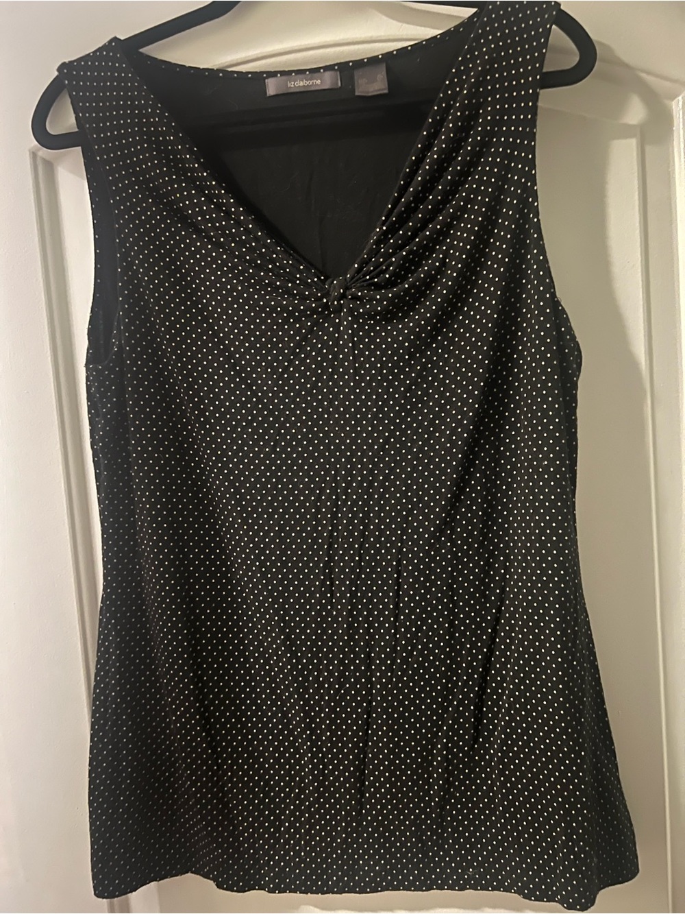 Liz Claiborne Black Polka Dot Twist-Front Sleeveless Camisole